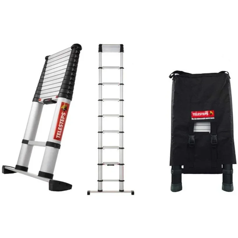 Teleskopleiter mit Stabilisator - 4,6m Arbeitshöhe - max 150 kg MET Tragetasche