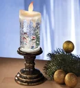 LED Glitter Weihnachtskerze mit Schneemann Motiv