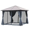 Pavillon 3 x 4m Gartenpavillon Partyzelt mit Seitenteilen PC Dach Alu Dunkelgrau