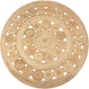 Teppich mit Design rund 120 cm gewebte Jute