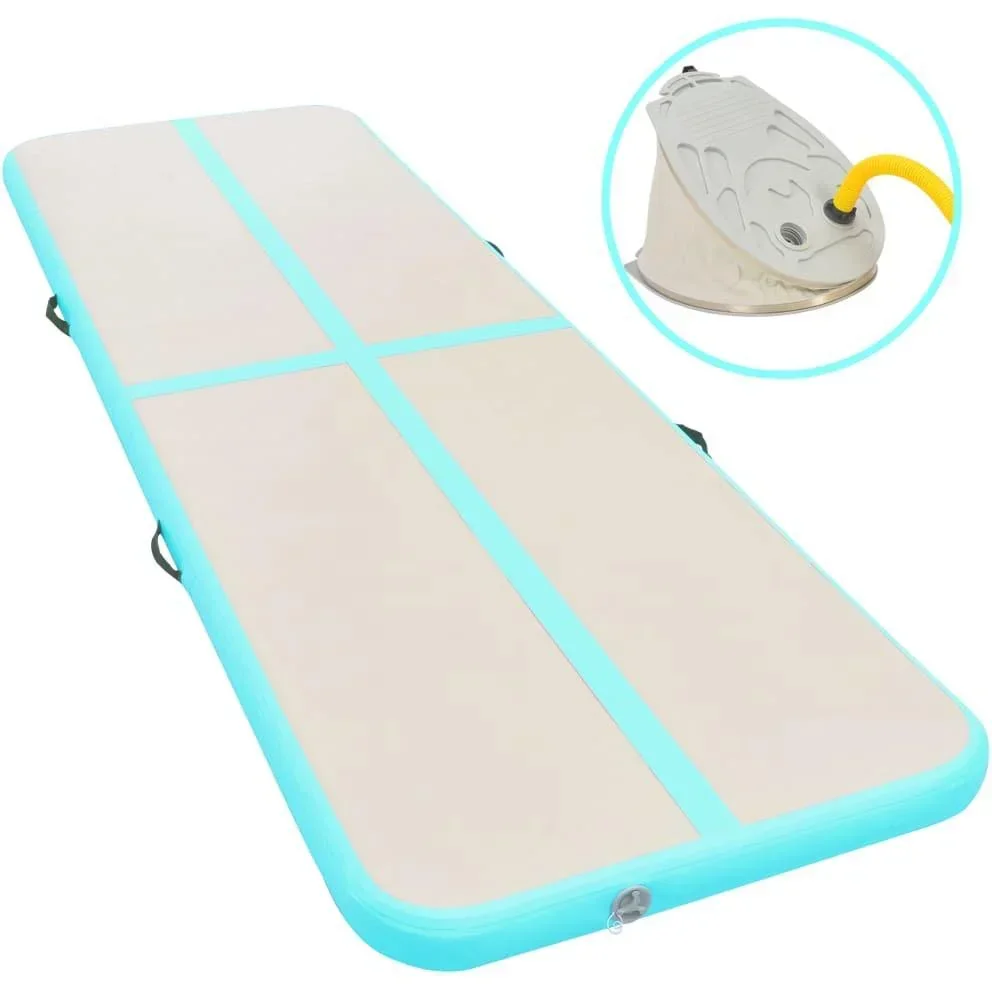 Gymnastikmatte mit Pumpe aufblasbar 300x100x10 cm PVC grün