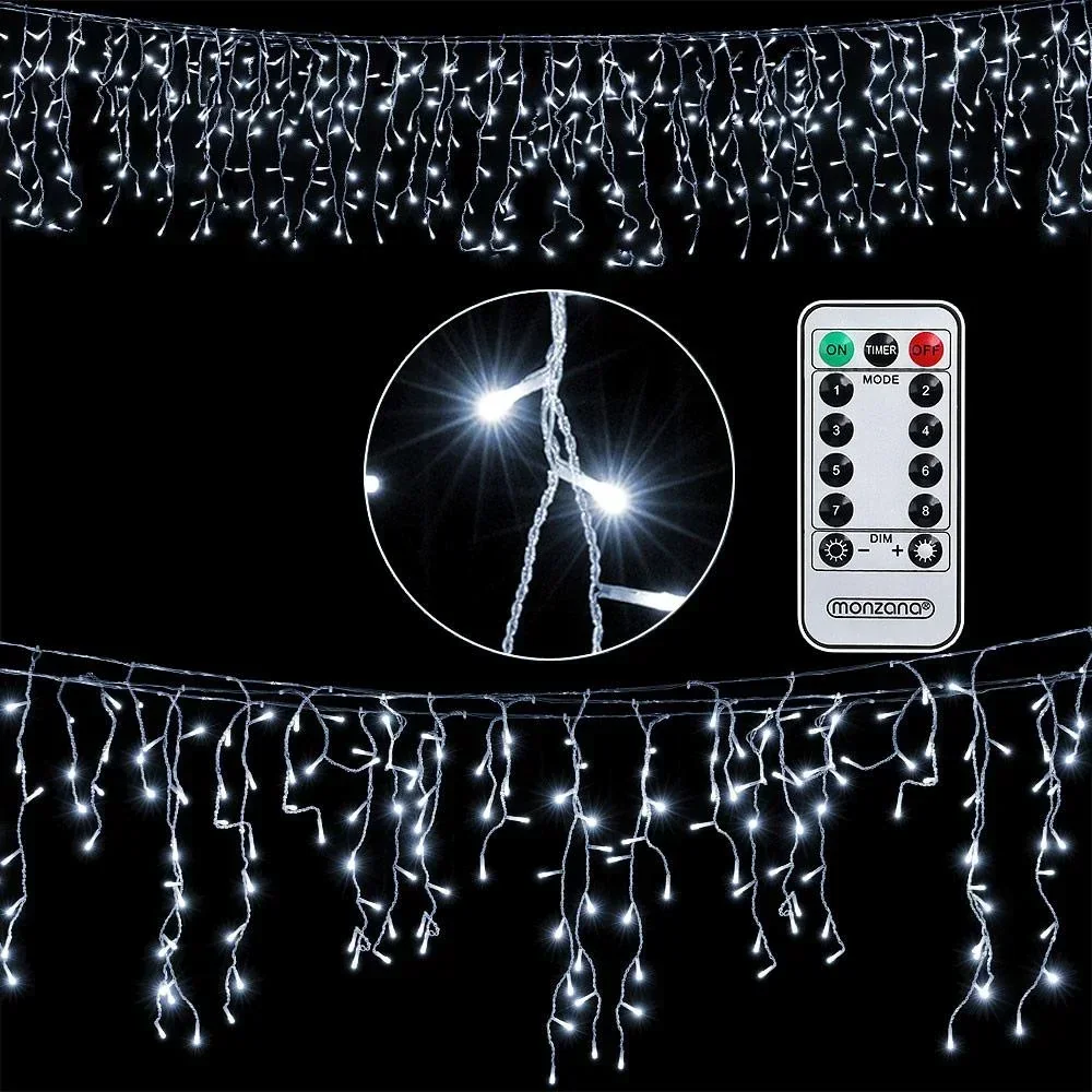 LED-Kette fallender Regen weiß und Fernbedienung