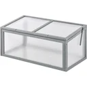 Mini-Gewächshaus, Holz + Polycarbonat, grau, 90 x 46 x 40 cm