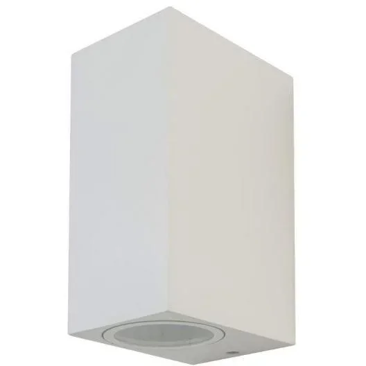 - Außenleuchte - 2 Leuchten - Wandleuchte - Rechteck - GU10 - IP44 - Weiß