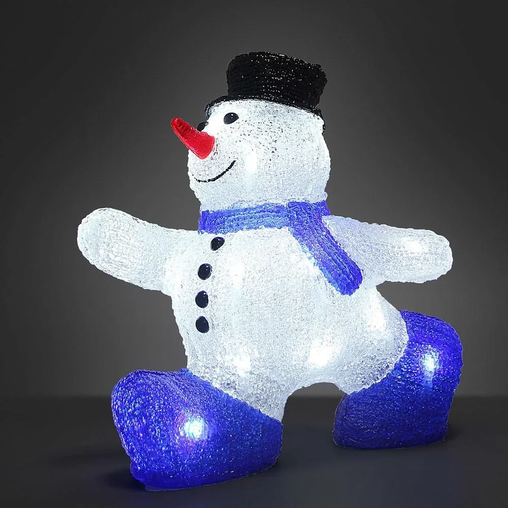 LED-Acryl-Weihnachtsschneemann für drinnen oder draußen - 27 x 14 x 27,5 cm