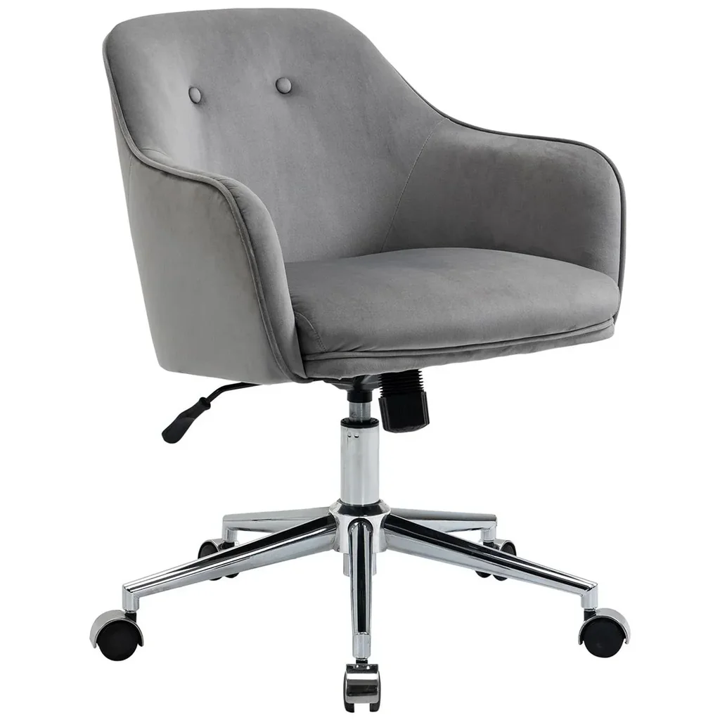 Bürostuhl mit Wippenfunktion Home-Office-Stuhl höhenverstellbarer Schreibtischstuhl ergonomisch 360°-Drehräder Samt-Tou