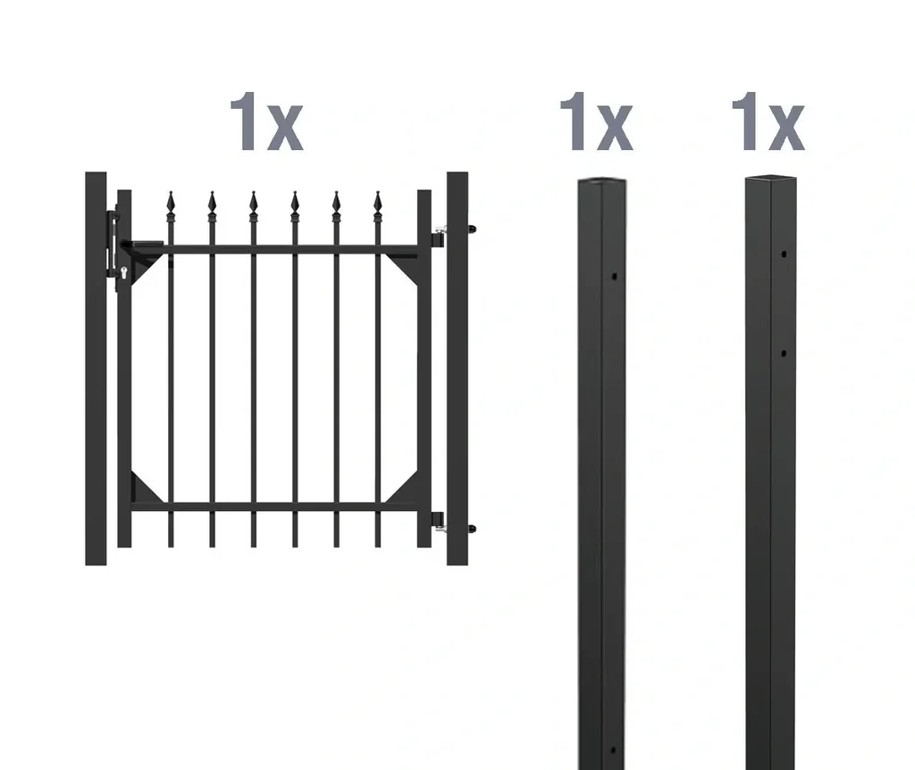 Einzeltorset Chaussee, zum Einbetonieren, matt-schwarz, Höhe 100 cm, Breite 1 m