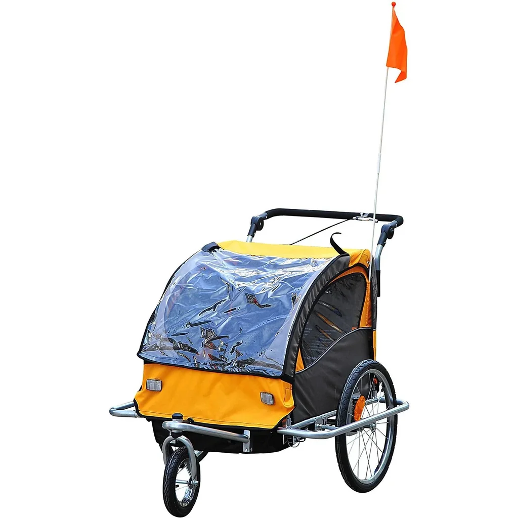 Fahrradanhänger Kinder Orange-Kaffeebraun 2 in 1 Jogger