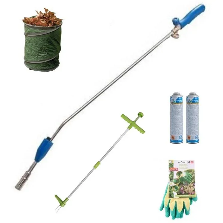 PZ9000 Unkrautvernichter + 2 Gasflaschen + Unkrautlöser + Gartenhandschuhe + Gartenabfallbeutel