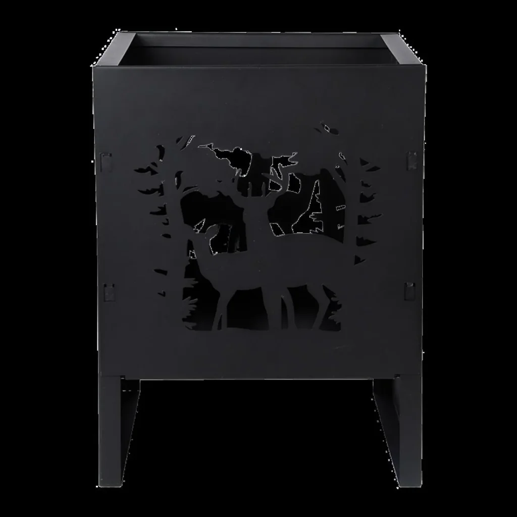 Quadratischer Feuerkorb mit Hirsch