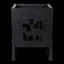 Quadratischer Feuerkorb mit Hirsch