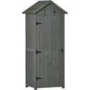 Gartenschrank Gartenhaus Gerätehaus Geräteschuppen mit Fachböden Asphaltdach Fenster Holz Grau+Grün 77 x 54,2 x 179 cm