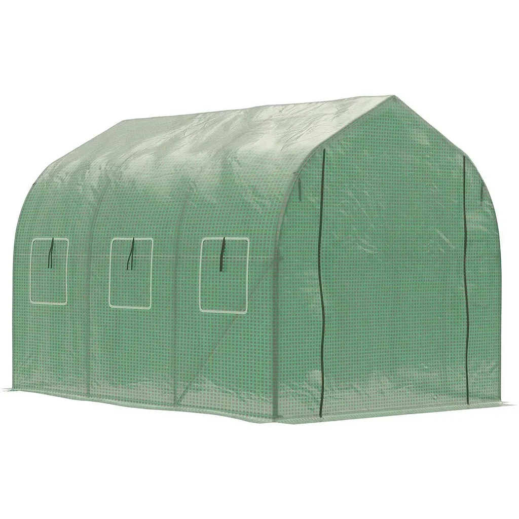 Foliengewächshaus begehbares Polytunnel 3 x 2 m Gewächshaus Treibhaus Frostschutz Stahlrohr Dunkelgrün