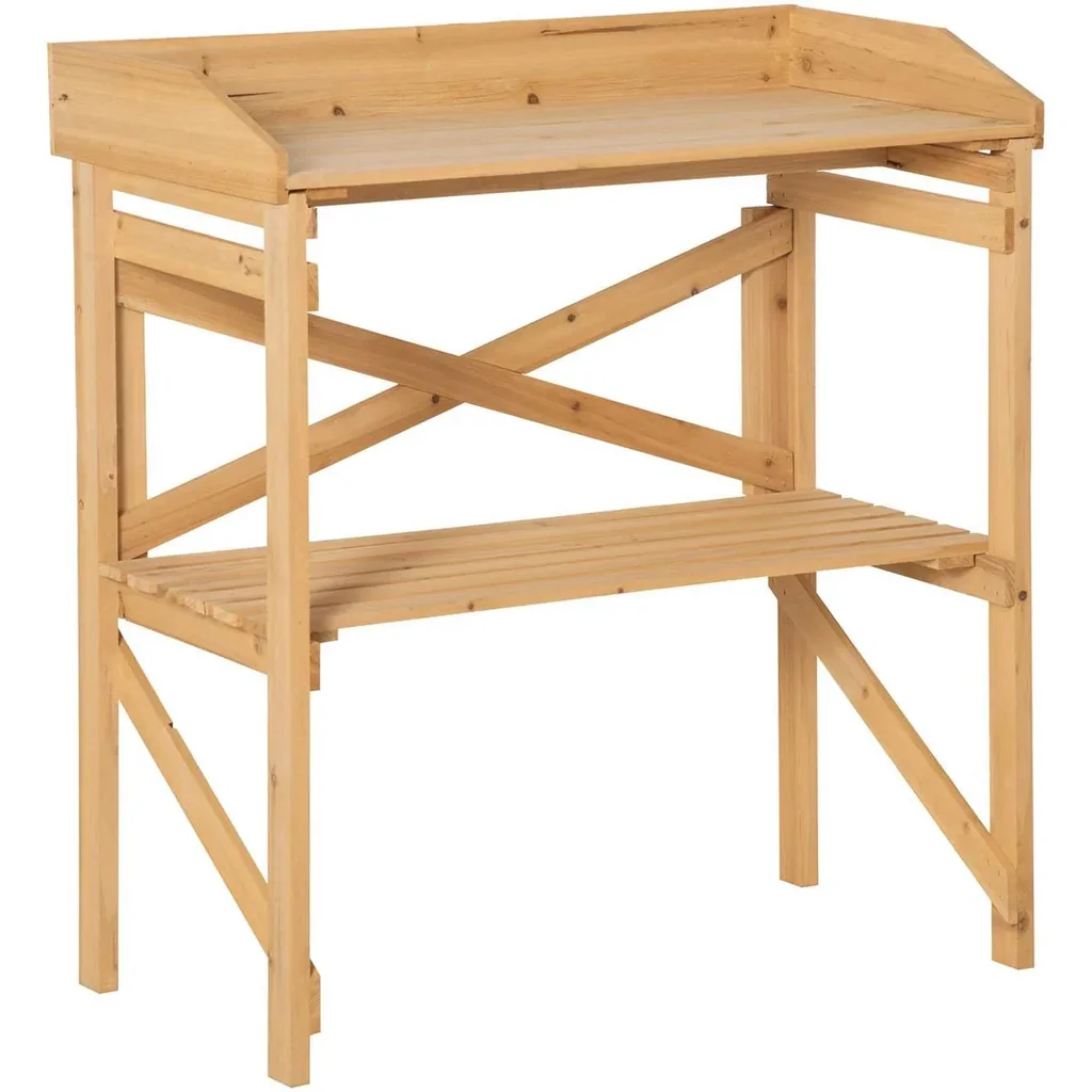 Pflanztisch mit Ablagefläche Blumentisch Gärtnertisch Garten Holz Hellbraun 80 x 40 x 84 cm