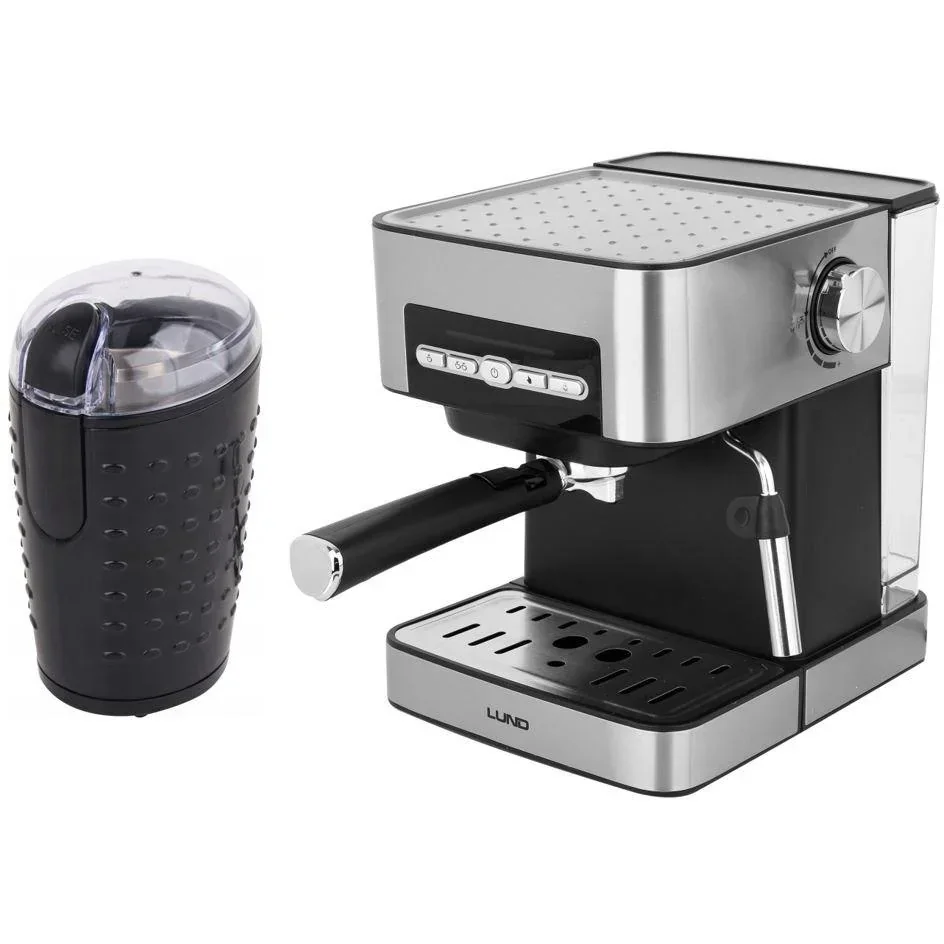 Kolbenmaschine mit elektrischer Kaffeemühle - Mit Milchaufschäumer