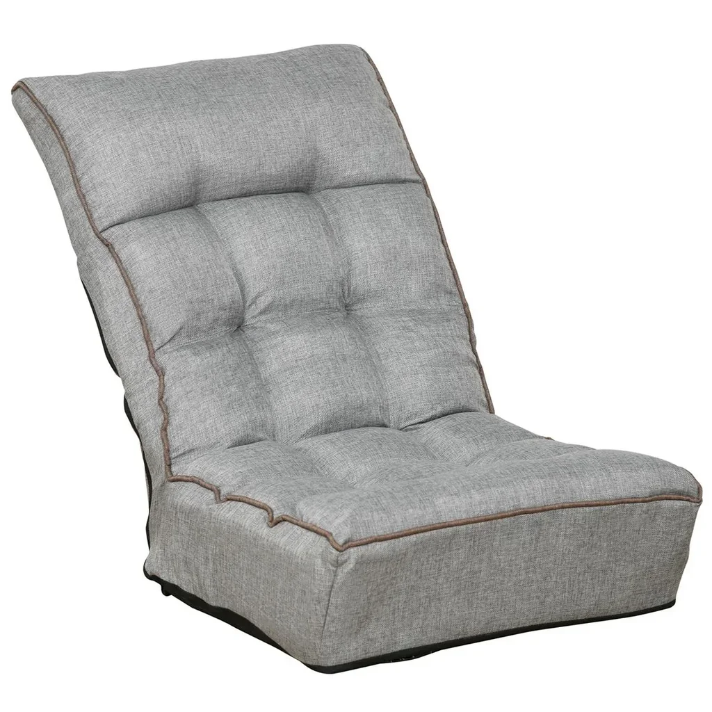 Bodenstuhl Bodensessel Sitzkissen Rückenlehne verstellbar für Wohnzimmer Büro modern Grau 60 x 90 x 73 cm