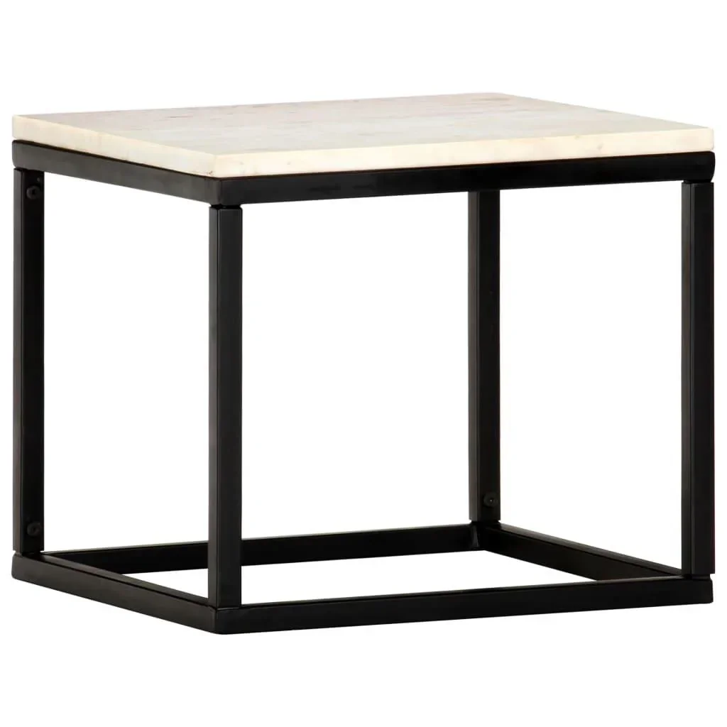 Couchtisch 40x40x35 cm Echtstein mit Marmorstruktur weiß