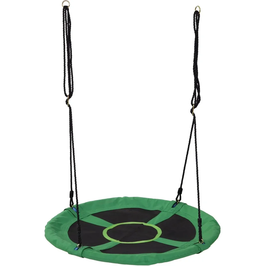 Nestschaukel Tellerschaukel Kinderschaukel Gartenschaukel bis 100 kg belastbar Grün + Schwarz Ø100 cm