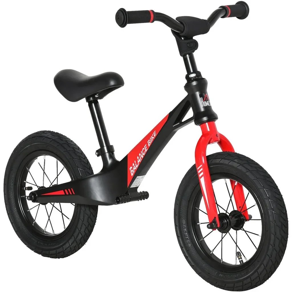 Balance Fahrrad - Gummireifen - Schwarz/Rot - 90 x 40 x 54-58,5 cm