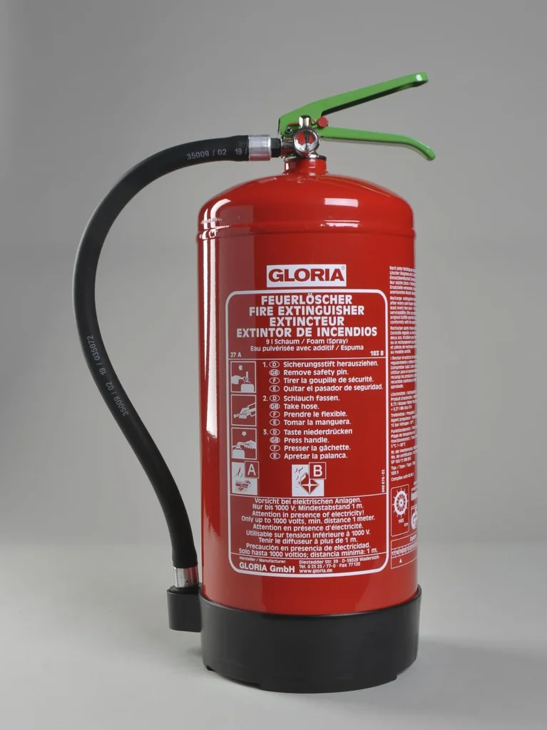 Feuerlöscher SDE9, 9 Liter Schaumlöscher, 27A, 183B, Manometer