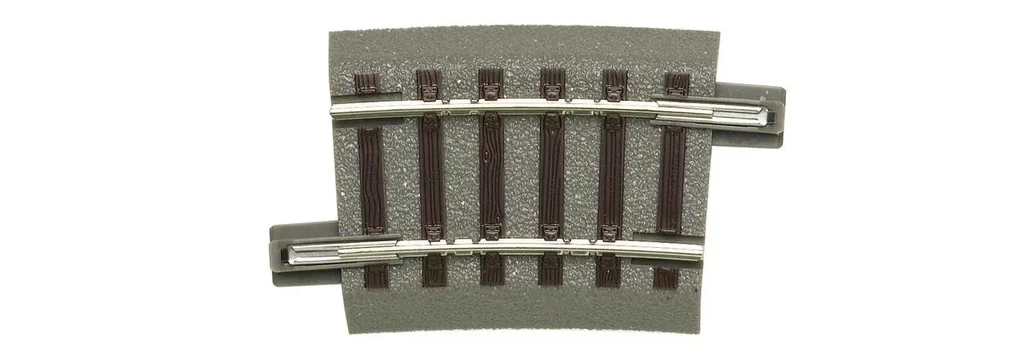 6 Stück Gebogenes Gleis R2, Radius 358 mm, Bogenwinkel 7,5°