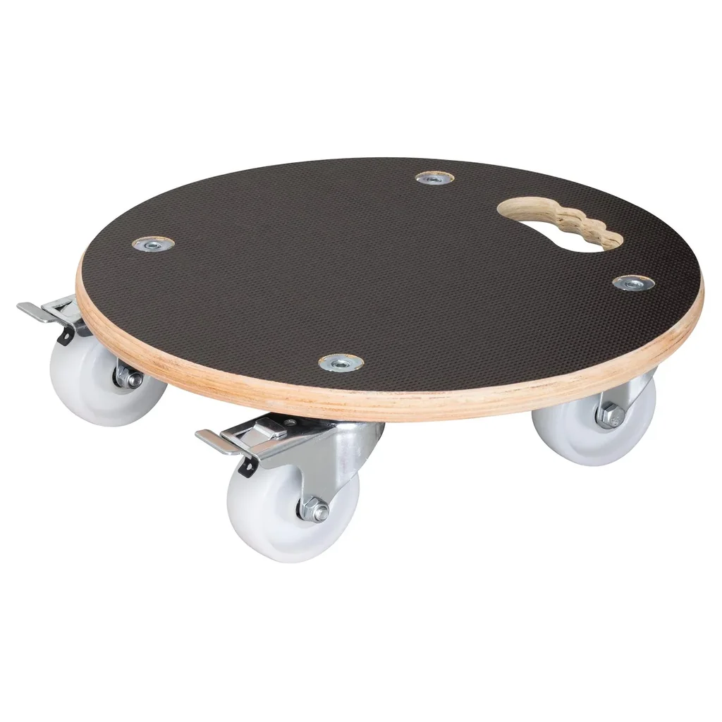 Multi Roller MR 1107, Ø 38 x 11 cm, harte Rollen Ø 75 mm, Rollenlager, 2 Bremsen, Platte FSC®, Tragkraft 300 kg