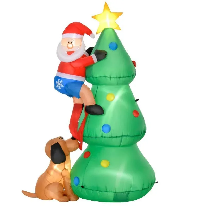 Aufblasbarer Weihnachtsbaum mit Weihnachtsmann und dem Hund 180 cm
