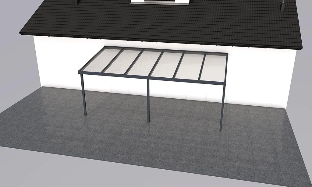 Terrassendach Premium, anthrazit, 6110 x 3060 mm - Acryl Stegplatten 16mm, bronze