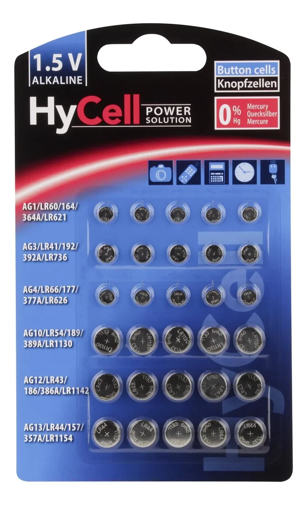 Alkaline Knopfzellen Sortiment 30-teilig