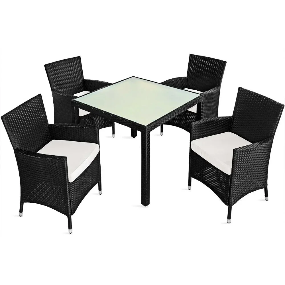 Gartenmöbelset Bali-Polyrattan schwarz stapelbar 9-teilig