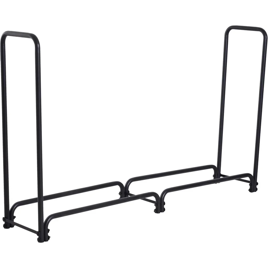 Kaminholzregal Brennholzregal Feuerholzregal Holzablage Metall 300kg belastbar Schwarz 200 x 39 x 120 cm