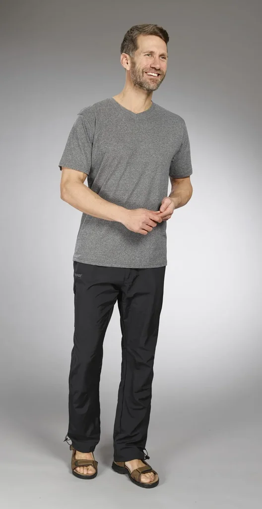 Shirt mit V Ausschnitt, Farbe anthrazit/melange, Gr.M