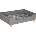 Hundebett mit Kissen für kleine und mittelgroße Hunde Weich gepolstert waschbarer Bezug Kiefer Grau 81 x 56 x 23,5 cm