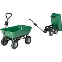 Anhänger mit grüner kippbarer Kunststofftonne