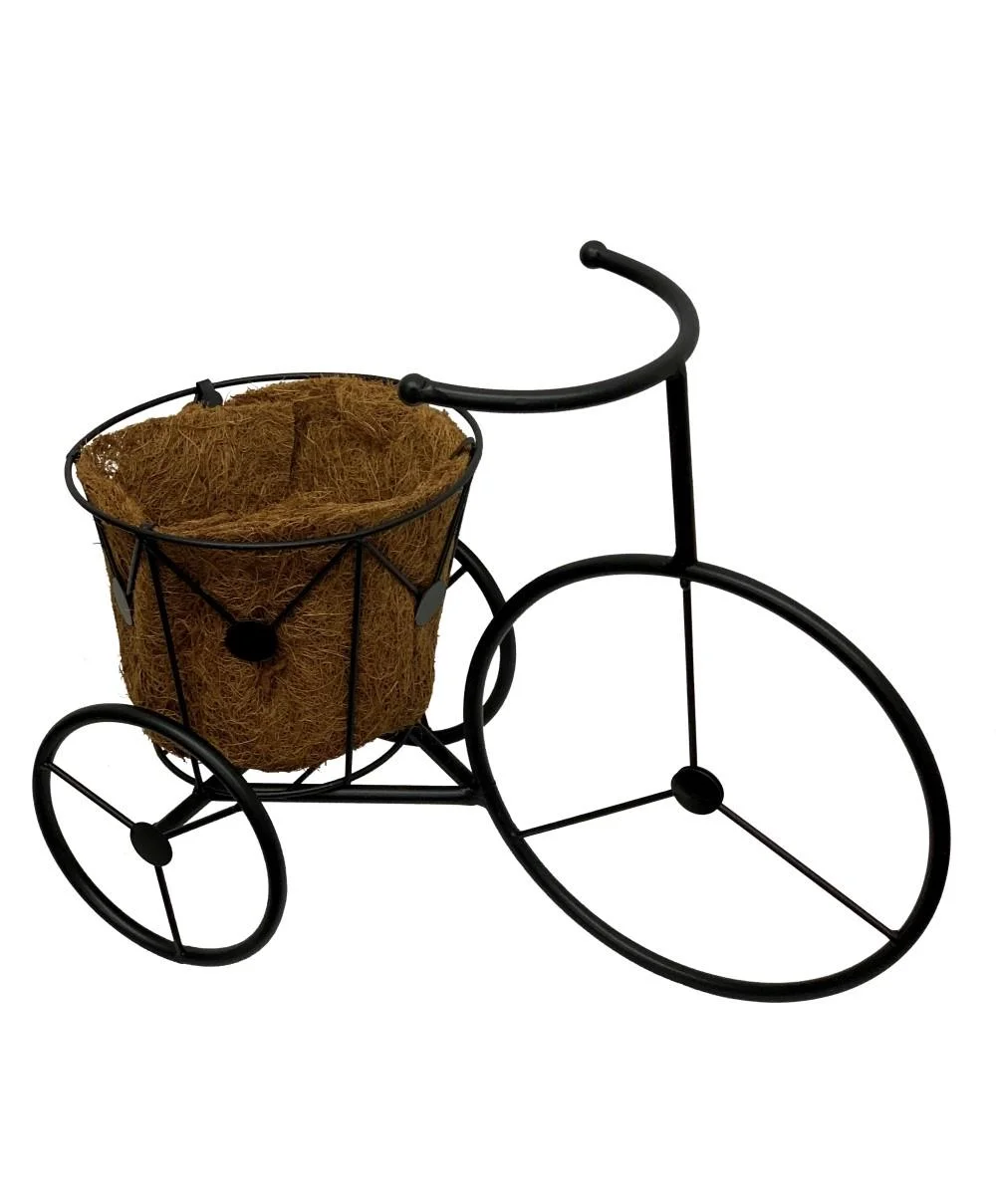 Schwarzer Pflanzenständer im Fahrrad-Design