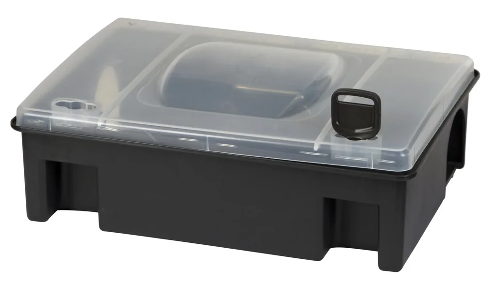 Köderstation mit transparentem Deckel, inklusive Wandhalterung