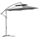 Sonnenschirm Ø2,67 x 2,7 m Doppelt überdachter schwingender Sonnenschirm Kreuzfuß Stahl Outdoor Polyester Stahl Hellgrau