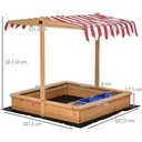 Sandkasten Holz bodenlos Design für Kinder 3-7 Jahre mit Deckel und Dach 107,5 x 107,5 x 110 cm