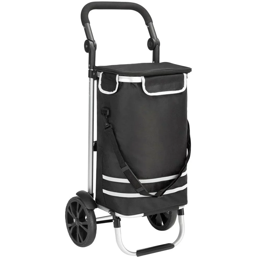 Einkaufswagen Max 25kg|Abnehmbare Einkaufstasche|Mit Kühlfach | Aluminium schwarz