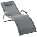 Gartenliegen mit Kissen Sonnenliege Relaxliege ergonomisch Aluminium Texteline Dunkelgrau 160 x 60 x 65 cm