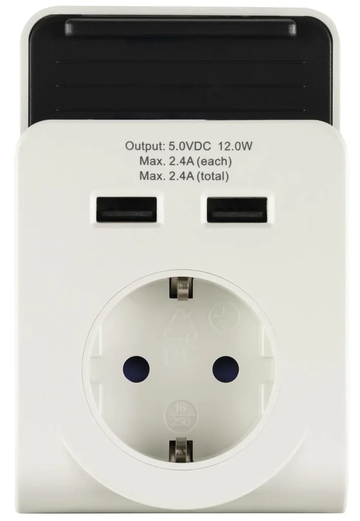 REVSteckdose mit 2-fach USB-Ladegerät und Ladeschale