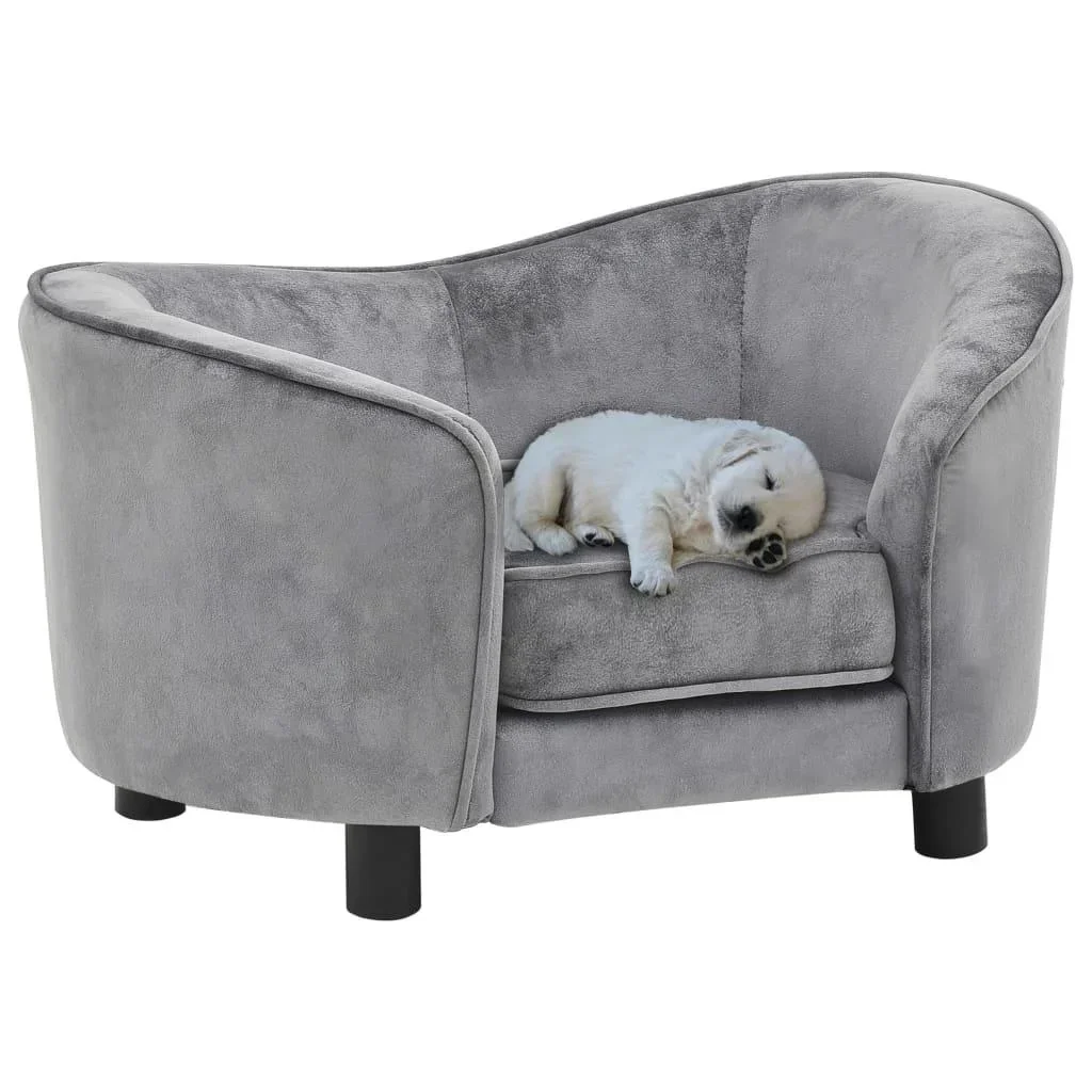 Hundebank 69 x 49 x 40 cm Plüsch grau