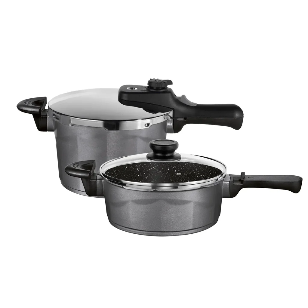 Aluguss Schnellkochtopf-Set 6 tlg. 5 Liter + 3 Liter