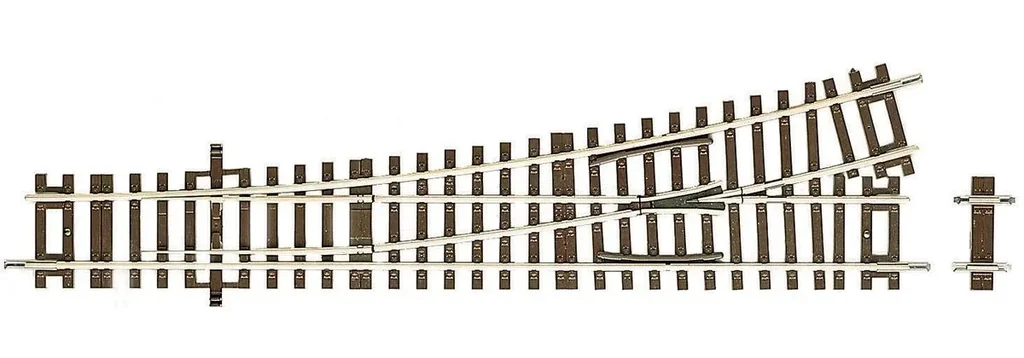 Weiche links Wl15 ohne Antrieb, Länge 230 mm (Standardlänge), Abzweigwinkel 15°