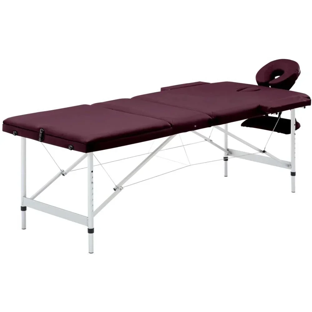 Klappbarer Massagetisch 3 Zonen Aluminium lila