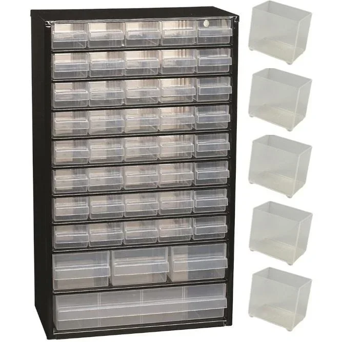 Schubladenblock mit 44 Schubladen - 51x30,6x15cm MIT losem Einsatz A9-1 - Kunststoff