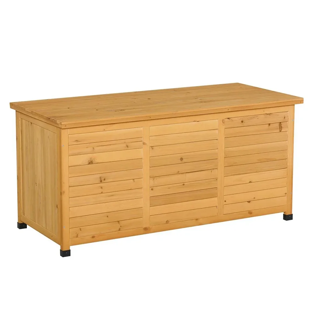 Gartenschrank Gerätehaus Gerätescharank wasserbeständig Tannenholz dauerhaft große Raum 127 x 56 x 60 cm Gelb