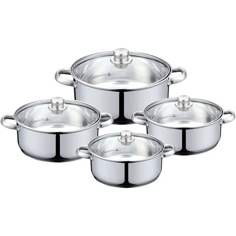 Herenthal 8-teiliges Kochgeschirr-Set mit Deckel - Silber