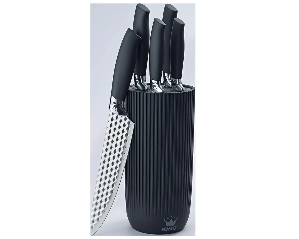 Messerblock "Conic", inklusive 5 Küchenmesser, Silber/Schwarz, 6-teilig