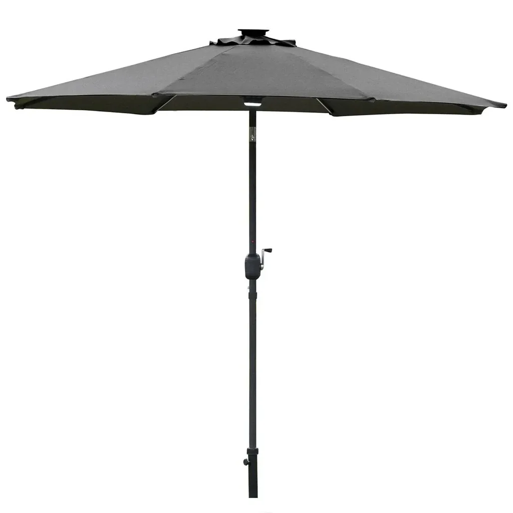 Sonnenschirm im Freien Gartenschirm mit Solarbeleuchtung LED Sonnenschutz Stahl Aluminum Polyester Dunkelgrau Ø266 x 245